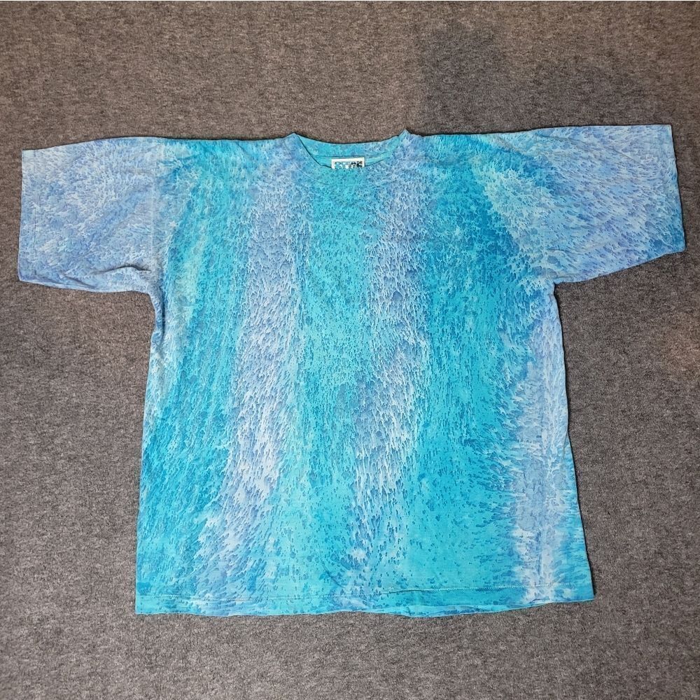 Vintage 90's Ocean Blue Surfer T-Shirt Size XL Single Stitch Tie-Dye